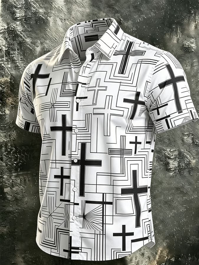 Men's Faith Cross Printed Casual Shirt