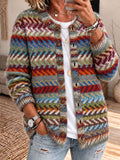Women'S Striped Knitted Sweater Cardigan