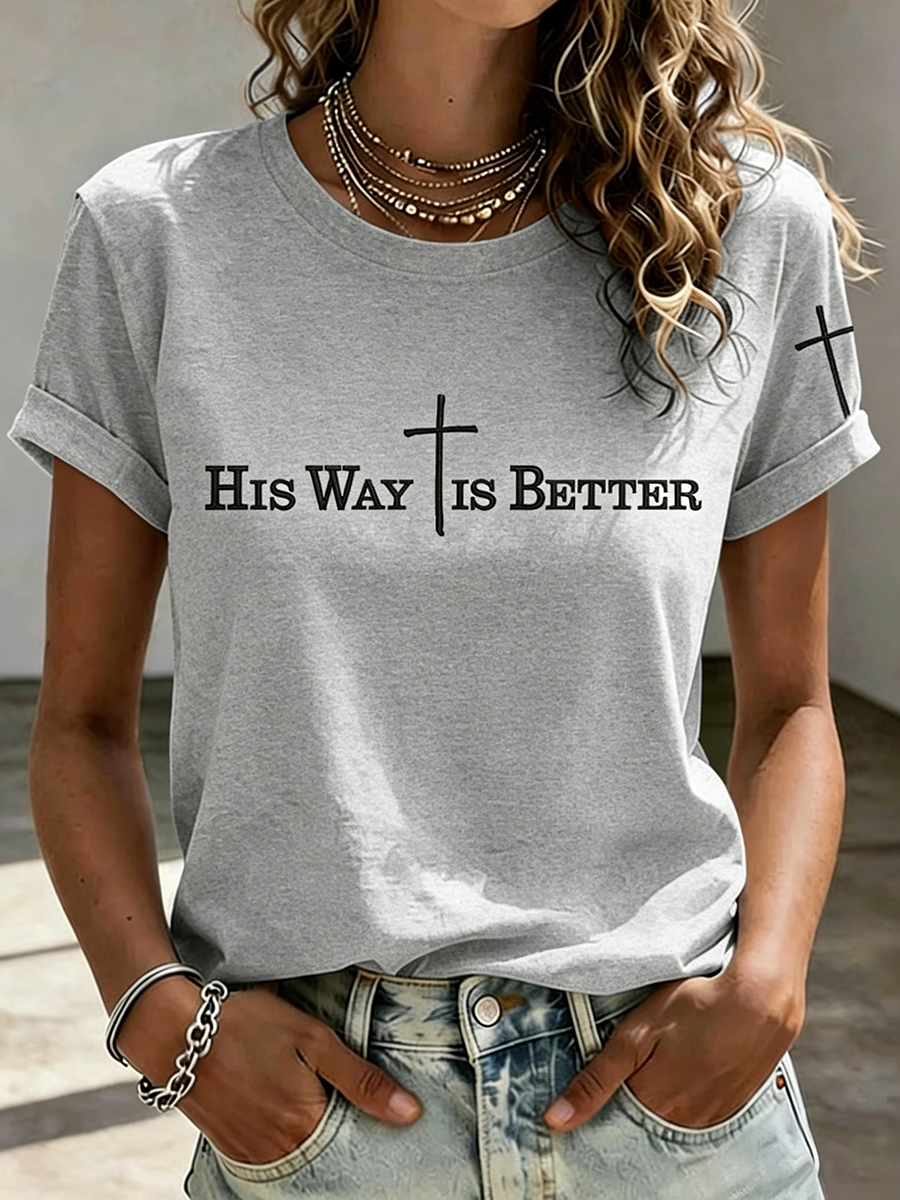 Faith In Jesus Slogan Slogan Commemorative Print Casual T-Shirt