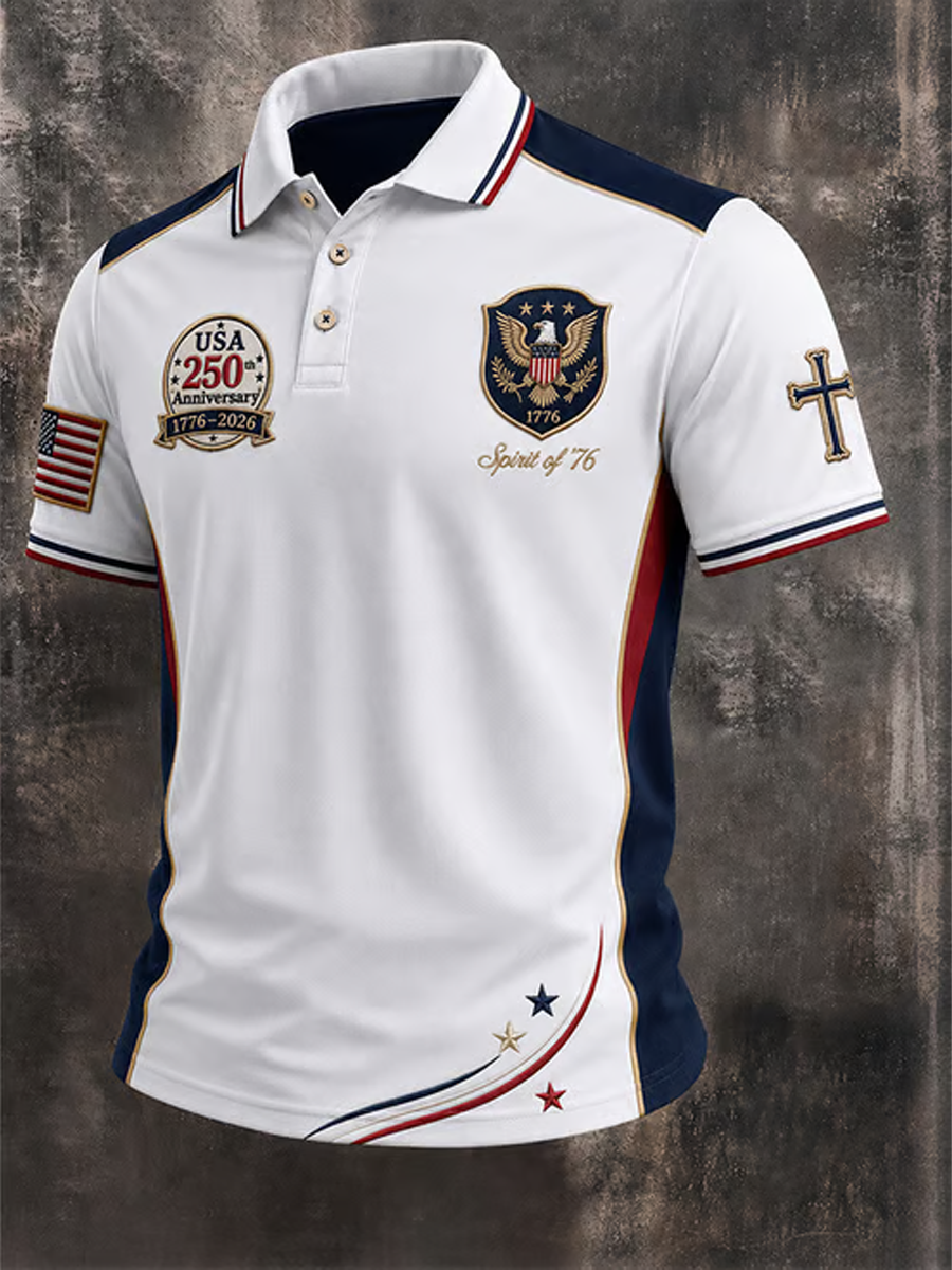 Men'S Retro Cross 250Th Anniversary Edition Short Sleeve Polo Shirt