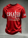 Vintage Men's Patriotic American Flag Religious Faith Graphic Tee