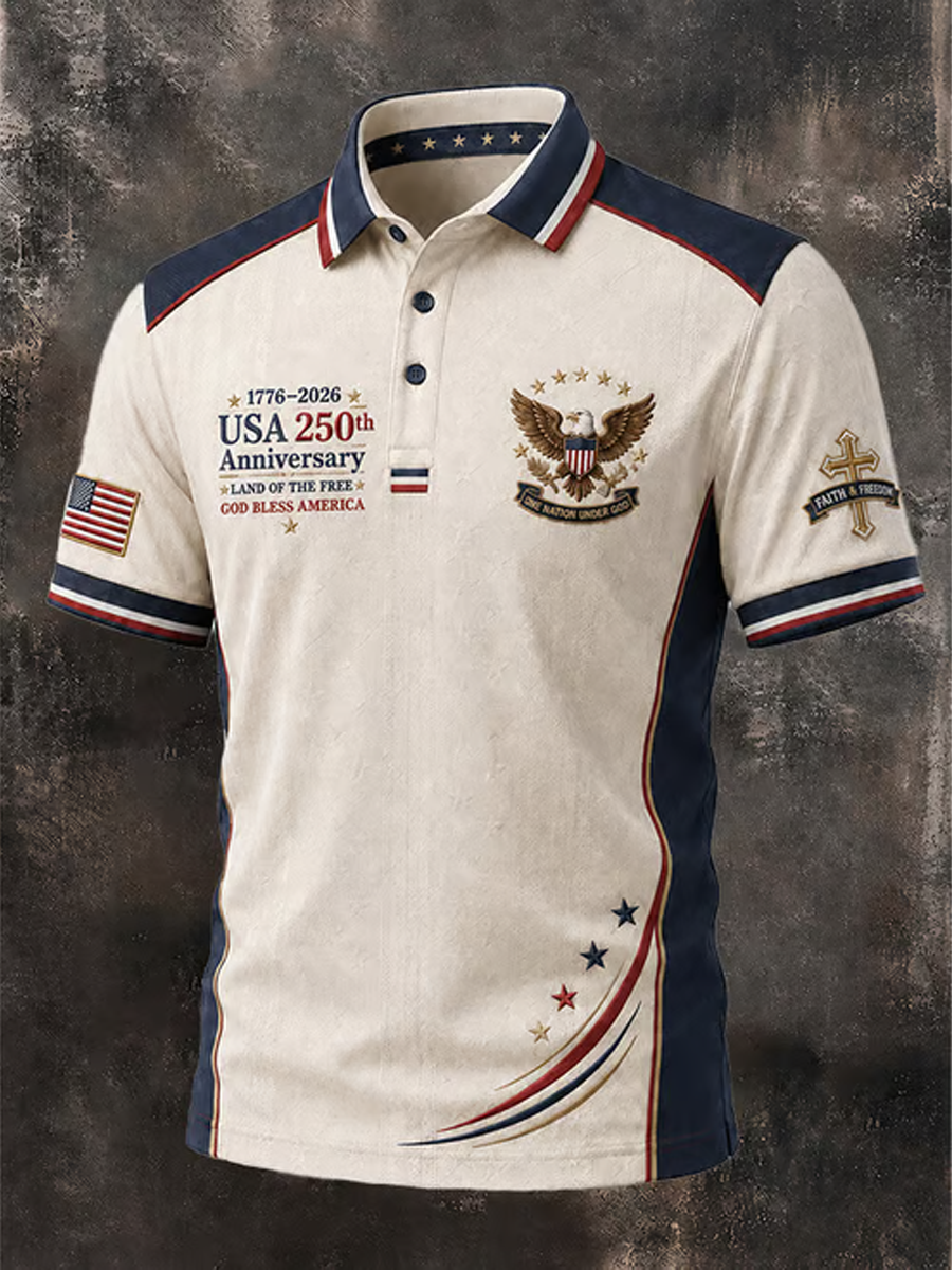 Men'S Retro Cross 250Th Anniversary Edition Short Sleeve Polo Shirt