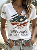Women'S 250Th Anniversary Casual Printed Short Sleeve T-Shirt