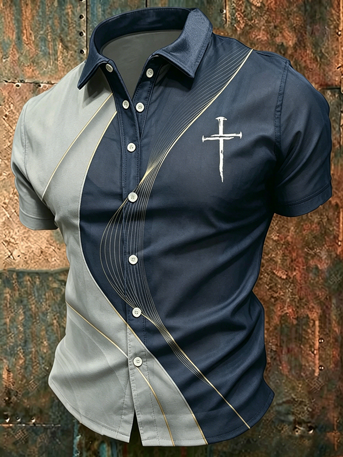 Men's Faith Cross Printed Casual Shirt