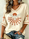 Women's Vintage Come Holy Spirit Embroidered T-Shirt