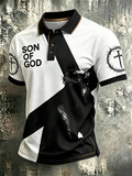 Religious Belief Cross Print Lapel Top