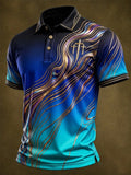Men's Golden Lines Gradient Religious Beliefs Polo Shirt