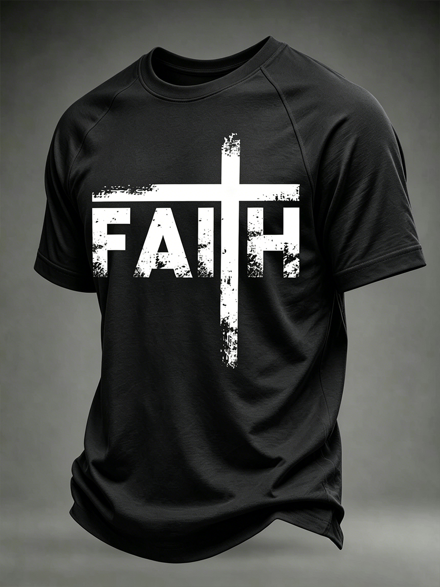 Men's Casual Minimalist Faith Printed T-Shirt