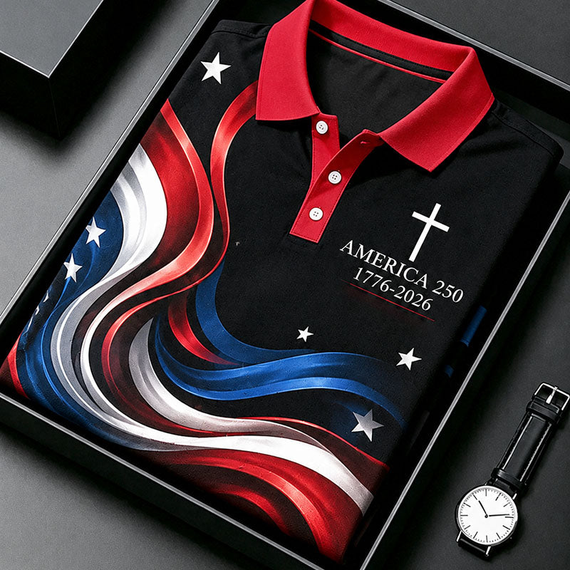 Men's USA 1776-2026 Printed Polo Shirt