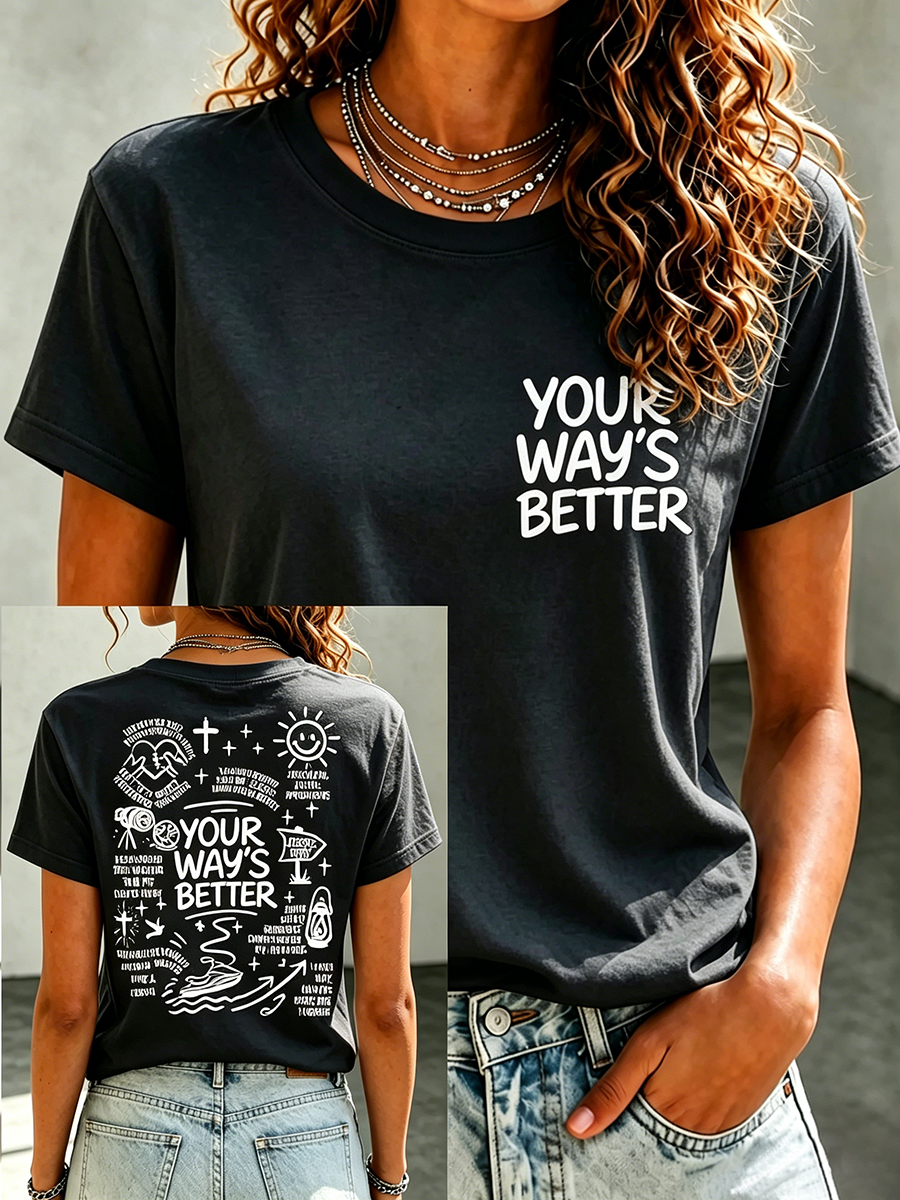 Faith Jesus Slogan Commemorative Print Casual T-Shirt