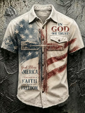 Men's Patriotic Faith Art Printed Casual Shirt