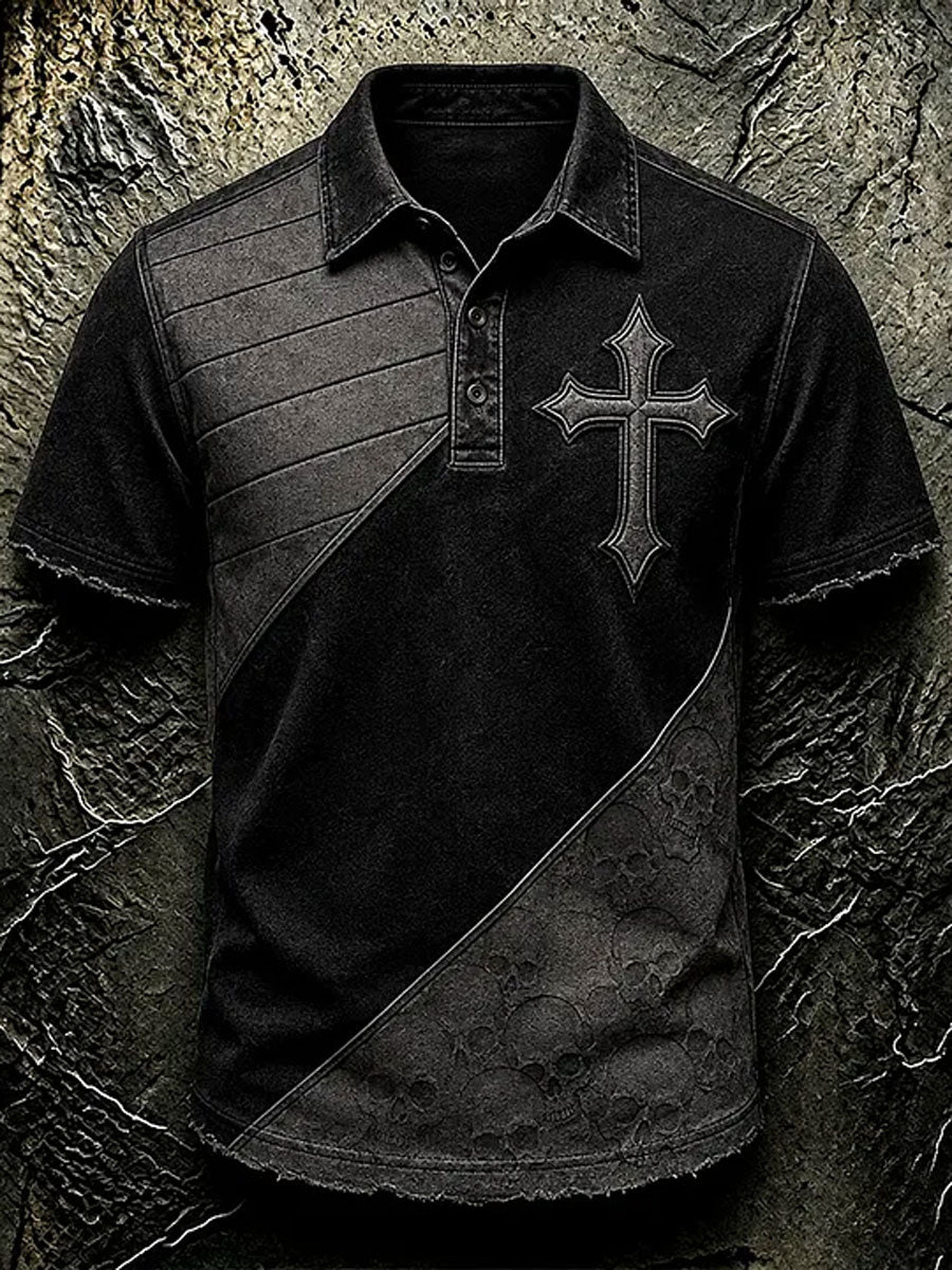 Faith Cross Print Casual Polo Shirt