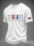 Men'S Faith American Flag Printed Short Sleeved T-Shirt
