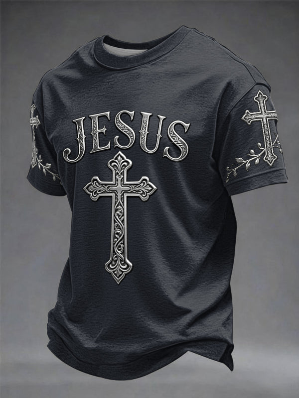 Men's faith casual round neck T-shirt