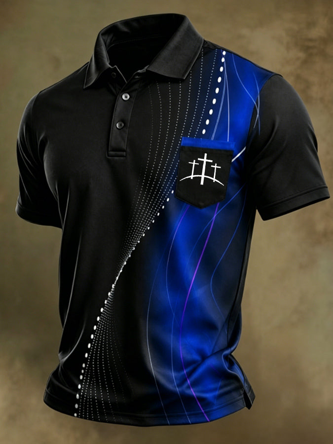 Men'S Faith Cross Printed Polo Shirt