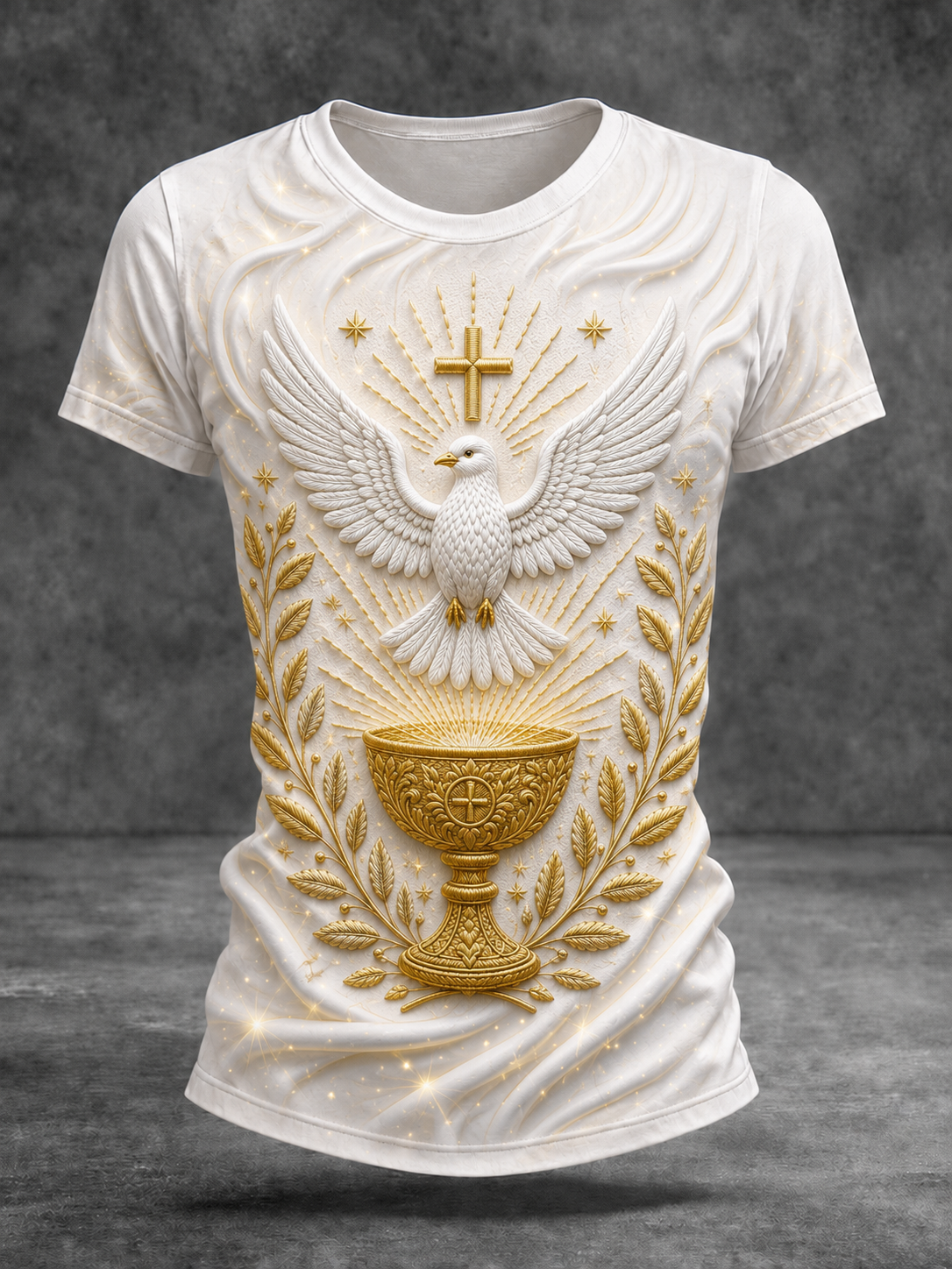 Women'S Faith Cross White Dove Round Neck T-Shirt