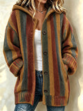 Women'S Striped Printed Casual Cardigan