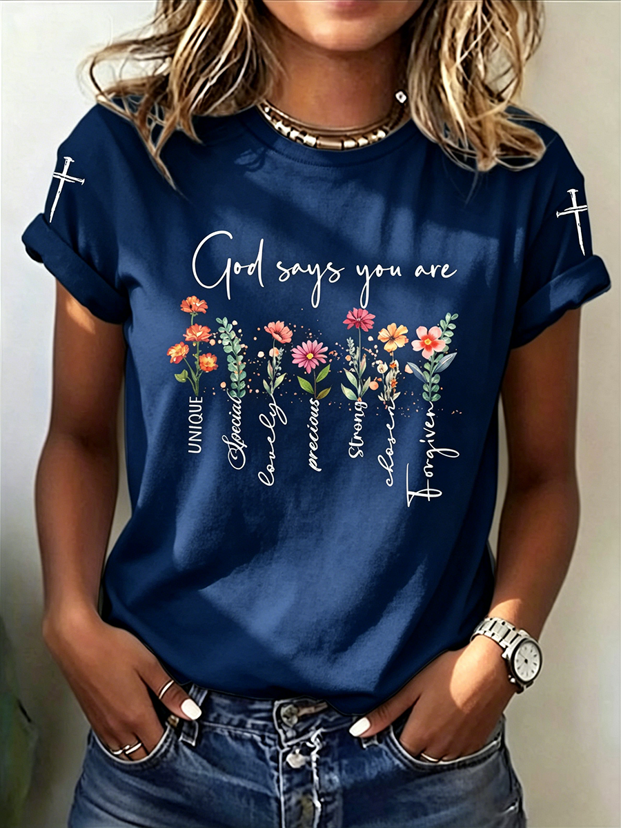 Faith In Jesus Slogan Slogan Commemorative Print Casual T-Shirt