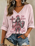 Women'S Christian God Fully Armed Printed T-Shirt