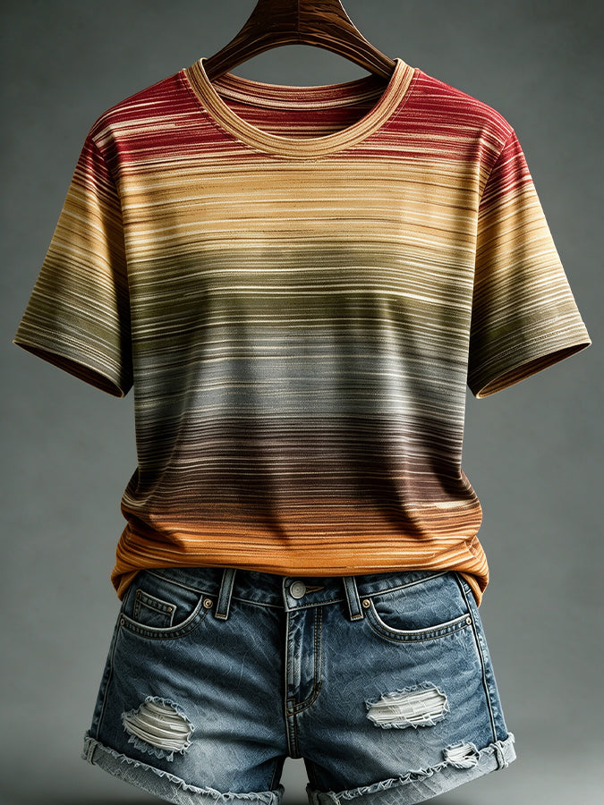 Women'S Contrasting Printed Casual Printed T-Shirt