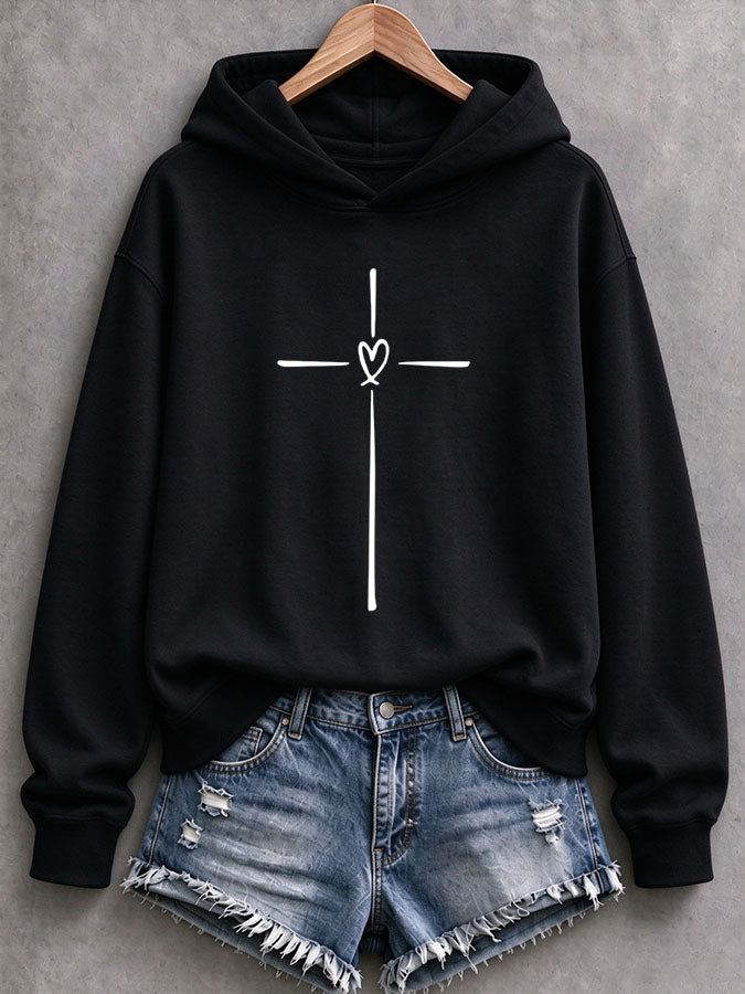Women'S Cross Printed Hoodie