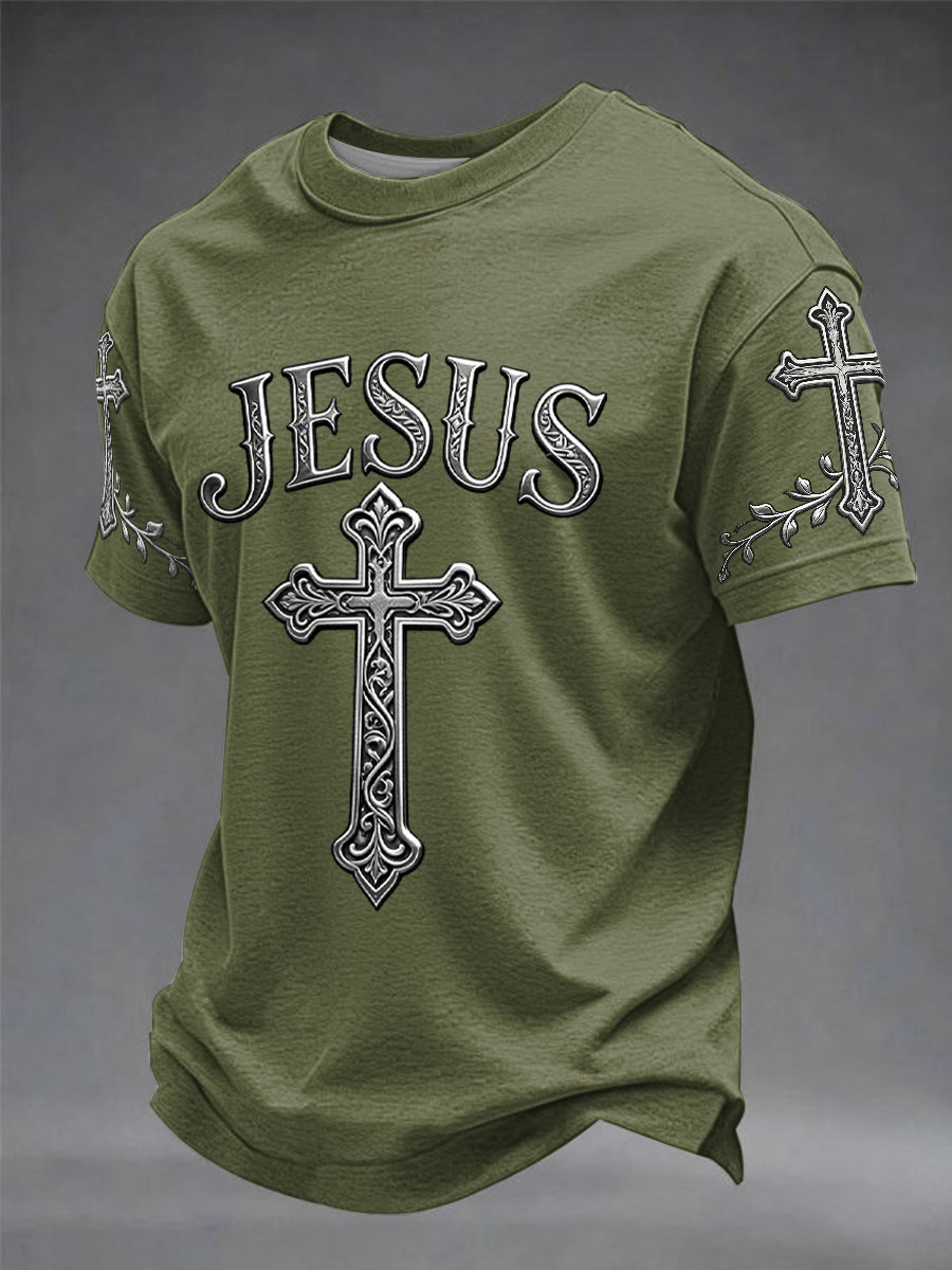 Men's faith casual round neck T-shirt