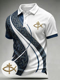 Men'S Cross Print Casual Polo Shirt