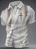Men'S Casual Faith Cross Polo Shirt