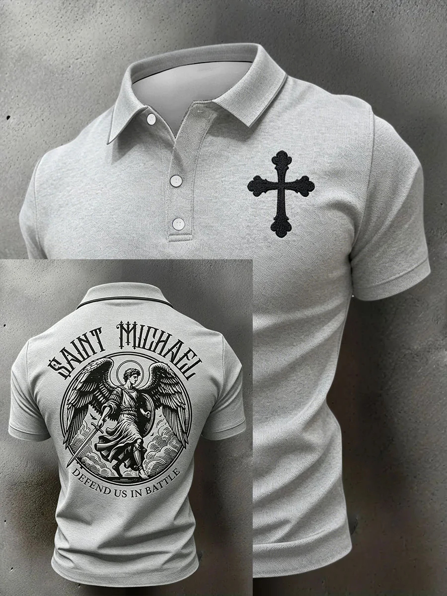 Men's Faith Printed Short Sleeved Lapel Shirt