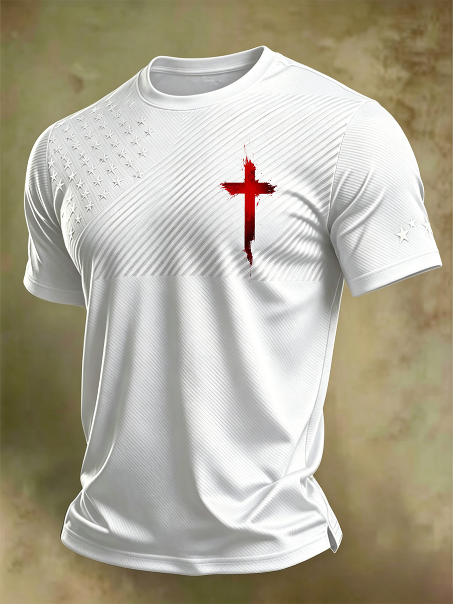 Jesus Faith Memorial Washed Vintage Printed Round Neck T-Shirt
