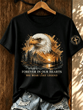 Women's Big Bear Lake Legend Watercolor Bald Eagle Memorial Tee