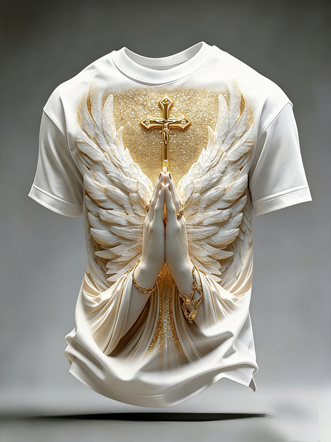 Men's Religious Beliefs Printed Casual Round Neck T-shirt