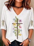 Women's Faith Cross Printed Casual T-shirt