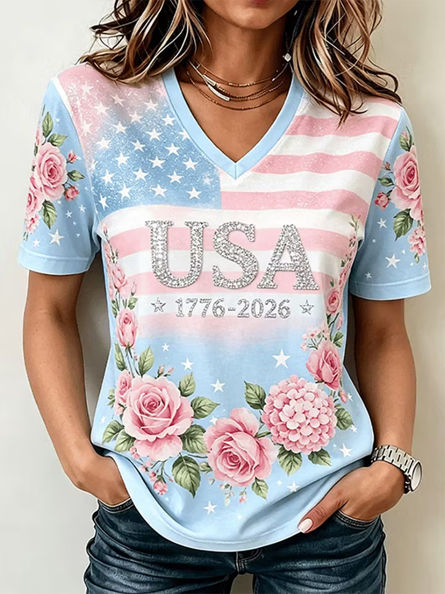 250Th Anniversary V-Neck Short Sleeved T-Shirt In The United States