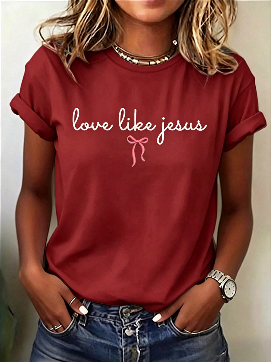 Faith In Jesus Slogan Slogan Commemorative Print Casual T-Shirt
