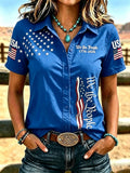 Ladies' Independence Day Western style short sleeved shirt