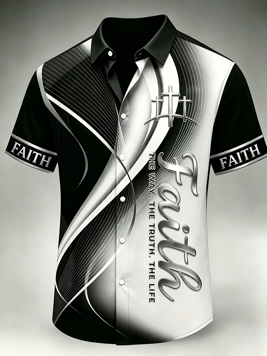Men's Faith Printed Casual Collar Shirt