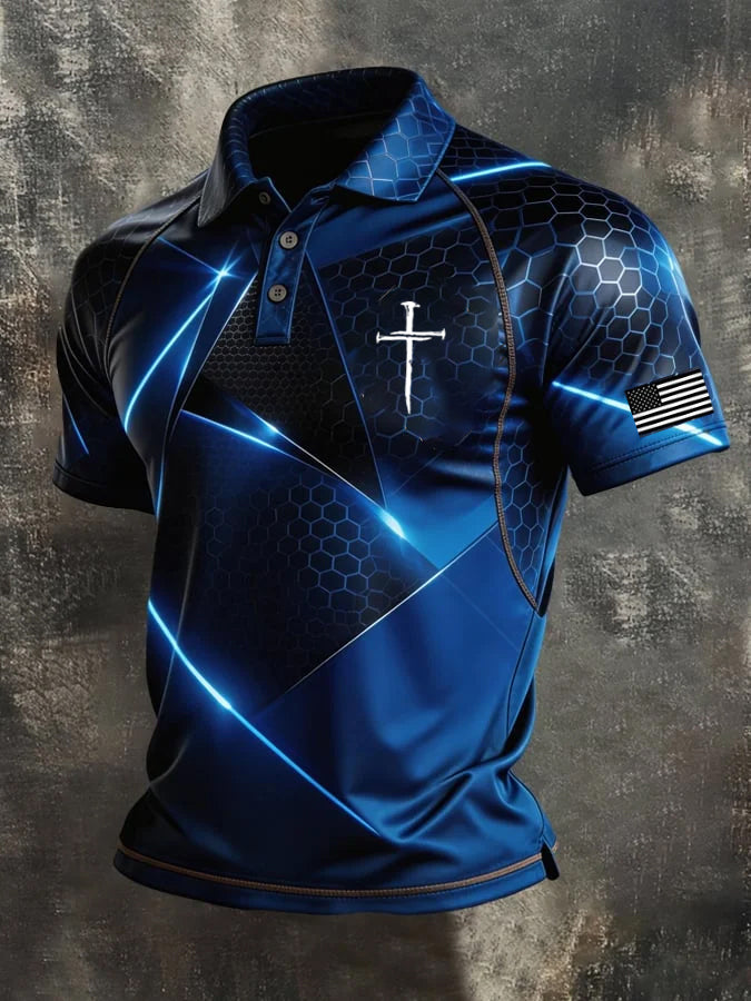 Men'S Faith Jesus Print Polo Shirt