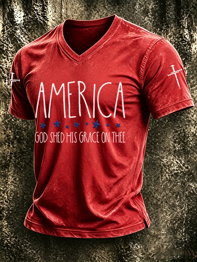 Men's 250th Anniversary Print V-Neck T-Shirt