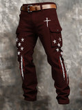 Men'S Casual American Flag Faith Cross Personalized Printed Workwear Pants