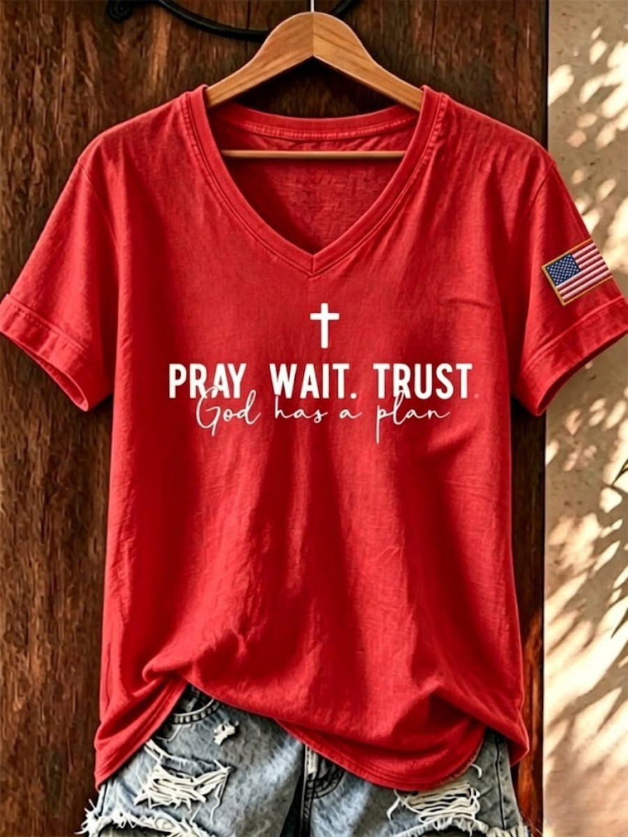 Women's Independence Day Casual Printed Short-Sleeve T-shirt