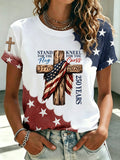 Women's American Flag Printed Casual T-shirt