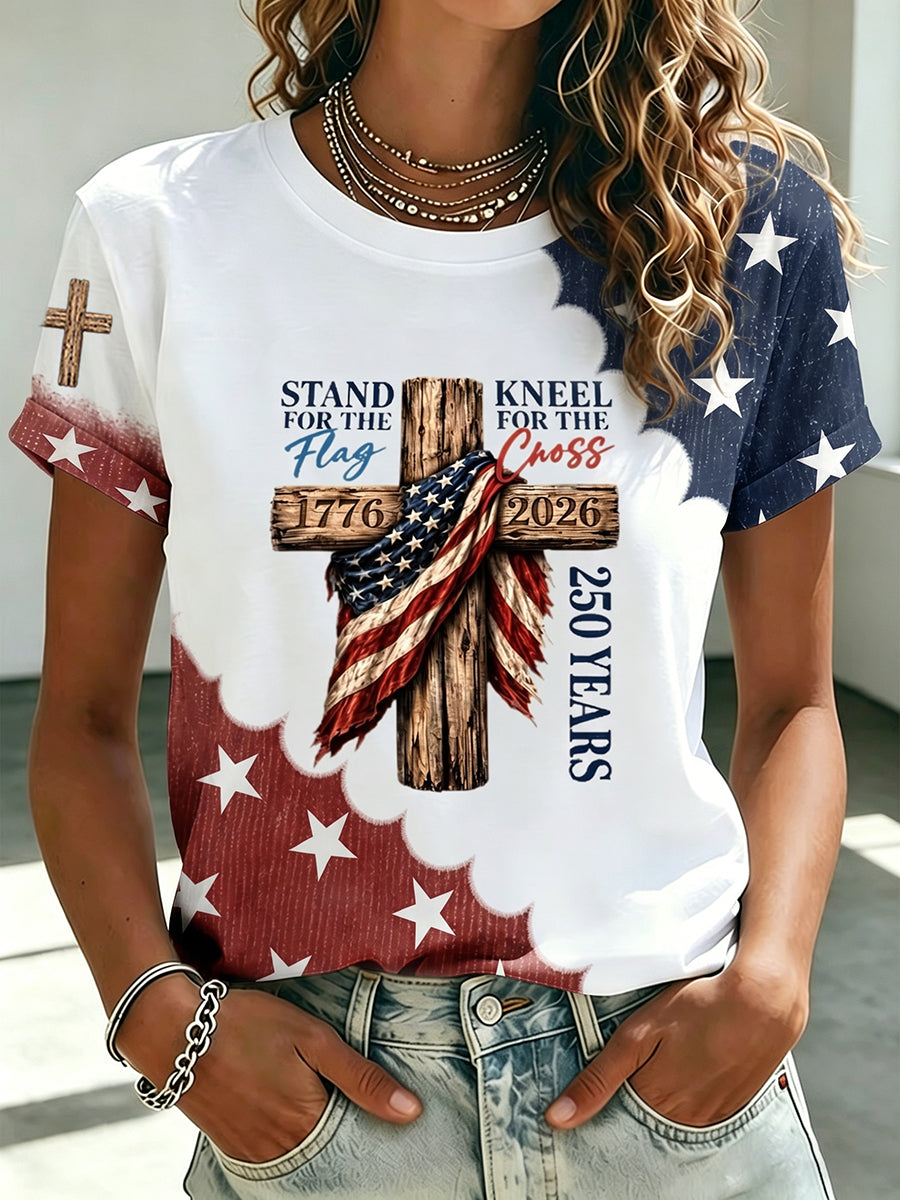 Women's American Flag Printed Casual T-shirt