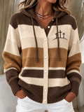 Women'S Faith Print Casual Knitt Hooded Cardigan
