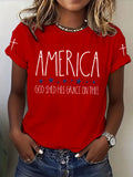 Women's USA Printed Casual T-shirt