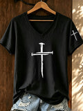 Women'S Three Nails Cross Washed Oversized T-Shirt