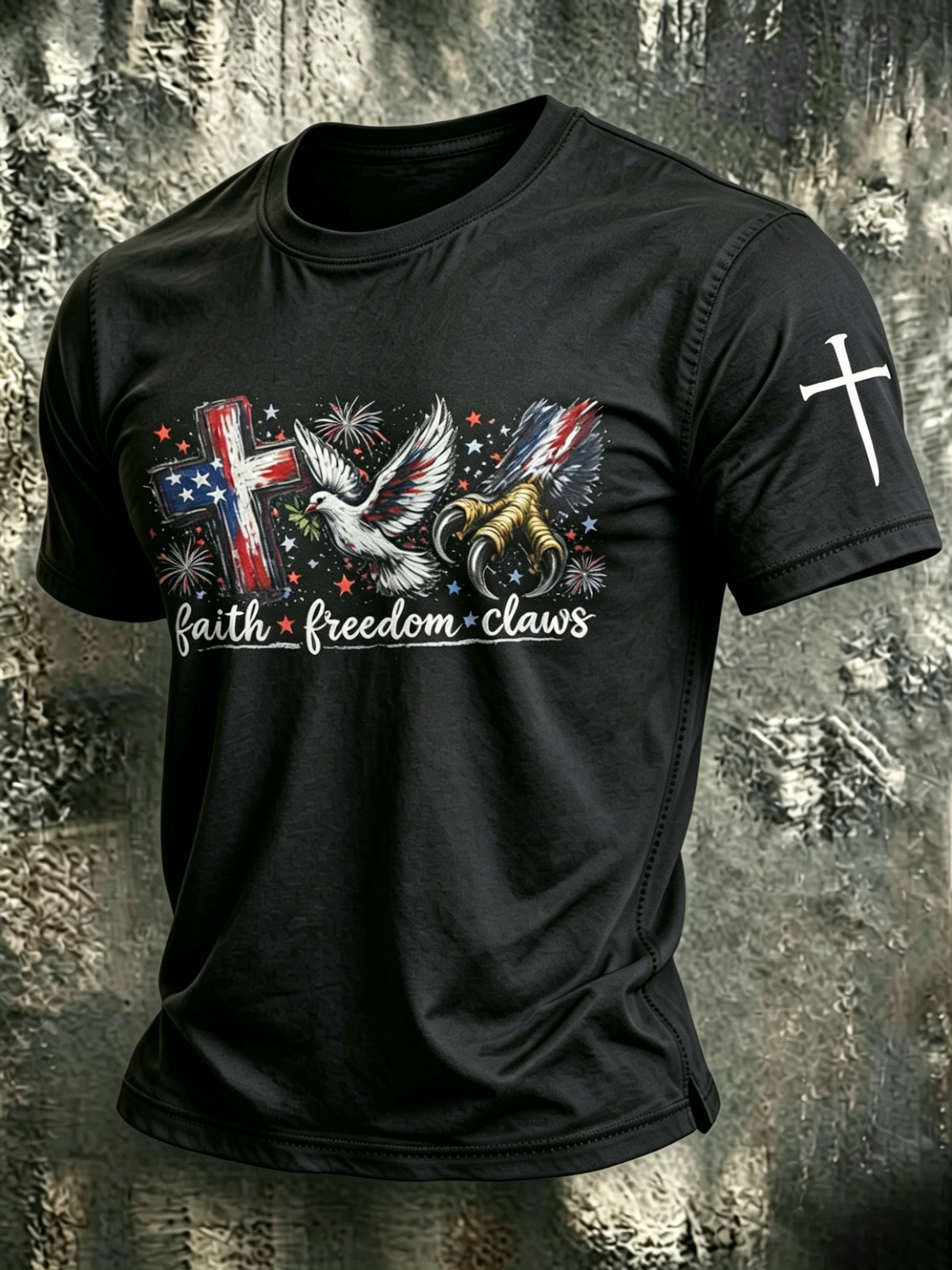 Religious Faith Cross Jesus Casual Printed Round Neck T-Shirt