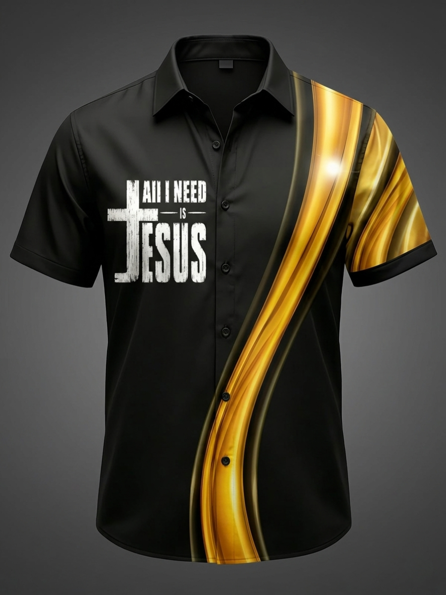 Men's Faith Printed Casual Collar Shirt