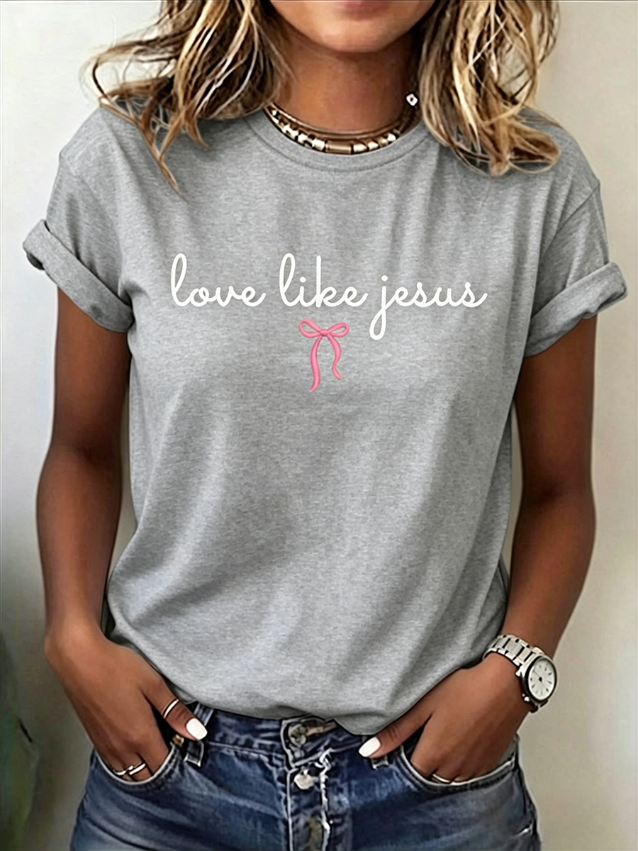Faith In Jesus Slogan Slogan Commemorative Print Casual T-Shirt