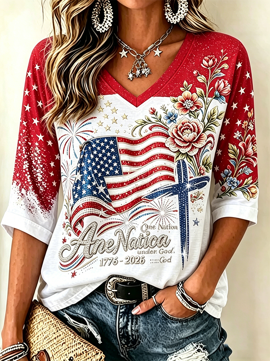 Women'S 250Th Anniversary USA V-Neck T-Shirt